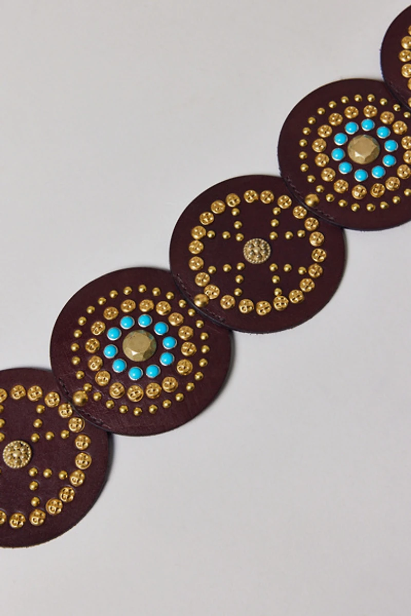 Statement Swirl Studded Leather Belt