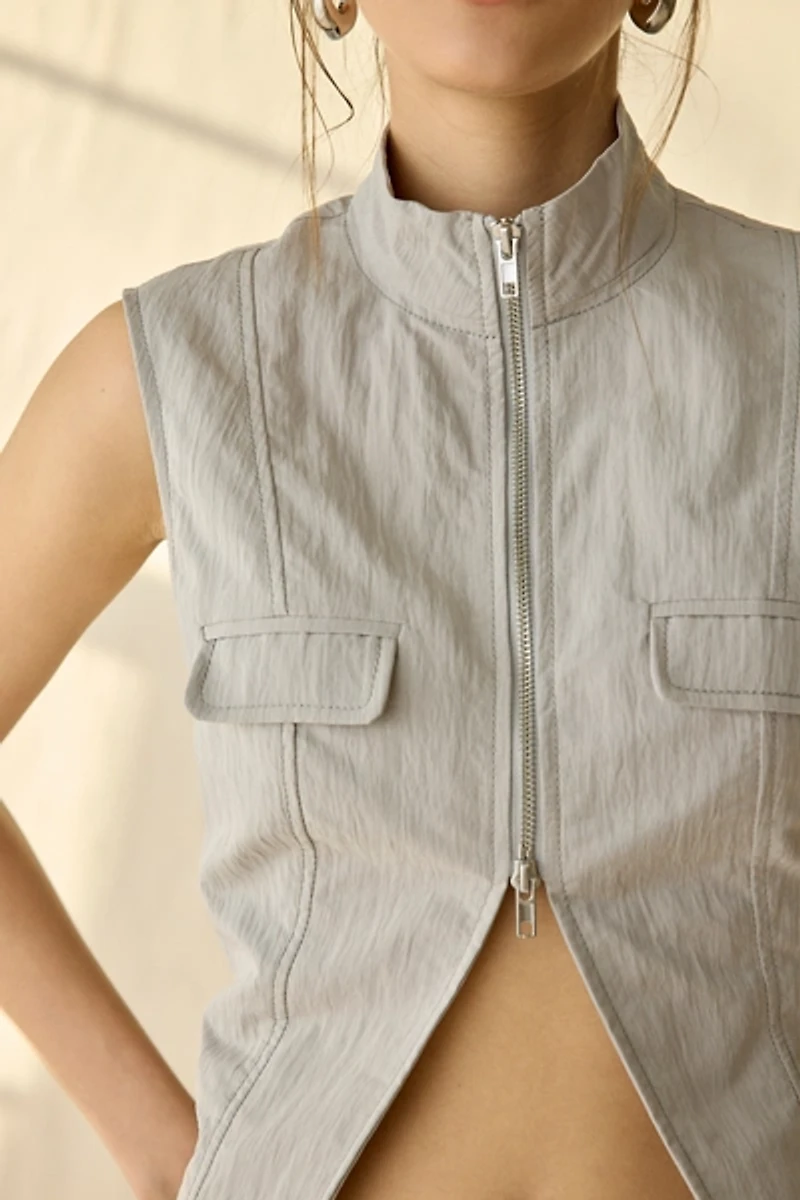 by.DYLN Tasha High Neck Half-Zip Vest Top