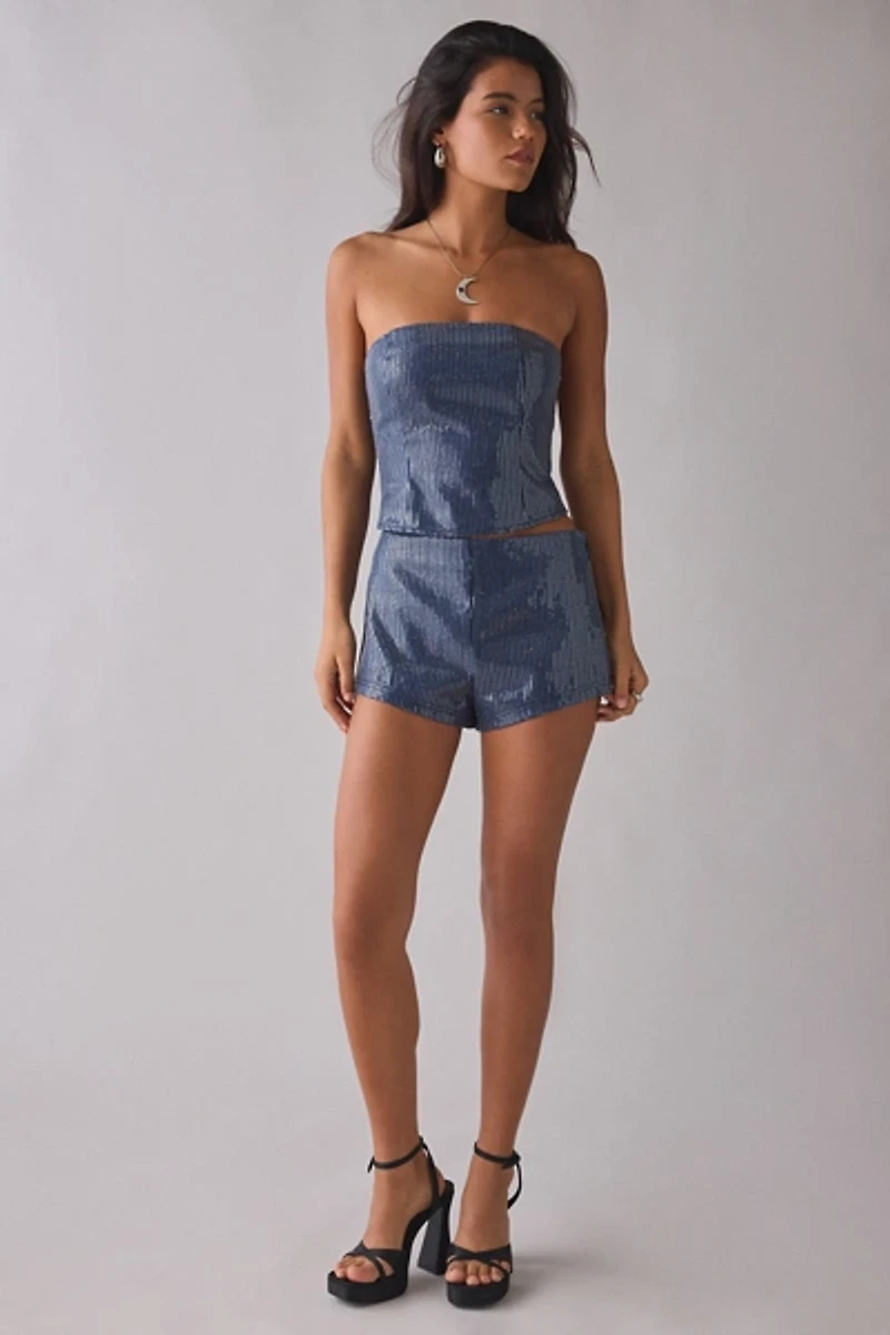 BY.DYLN Messa Sequin Strapless Corset Top