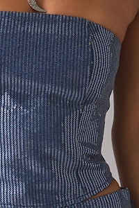 BY.DYLN Messa Sequin Strapless Corset Top