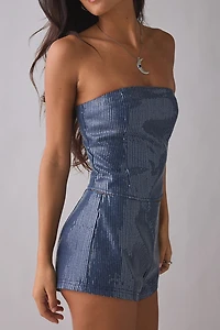 BY.DYLN Messa Sequin Strapless Corset Top