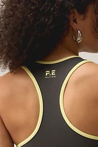 P.E Nation Renewal Smokestone + Lemonade V-Neck Cropped Tank Top