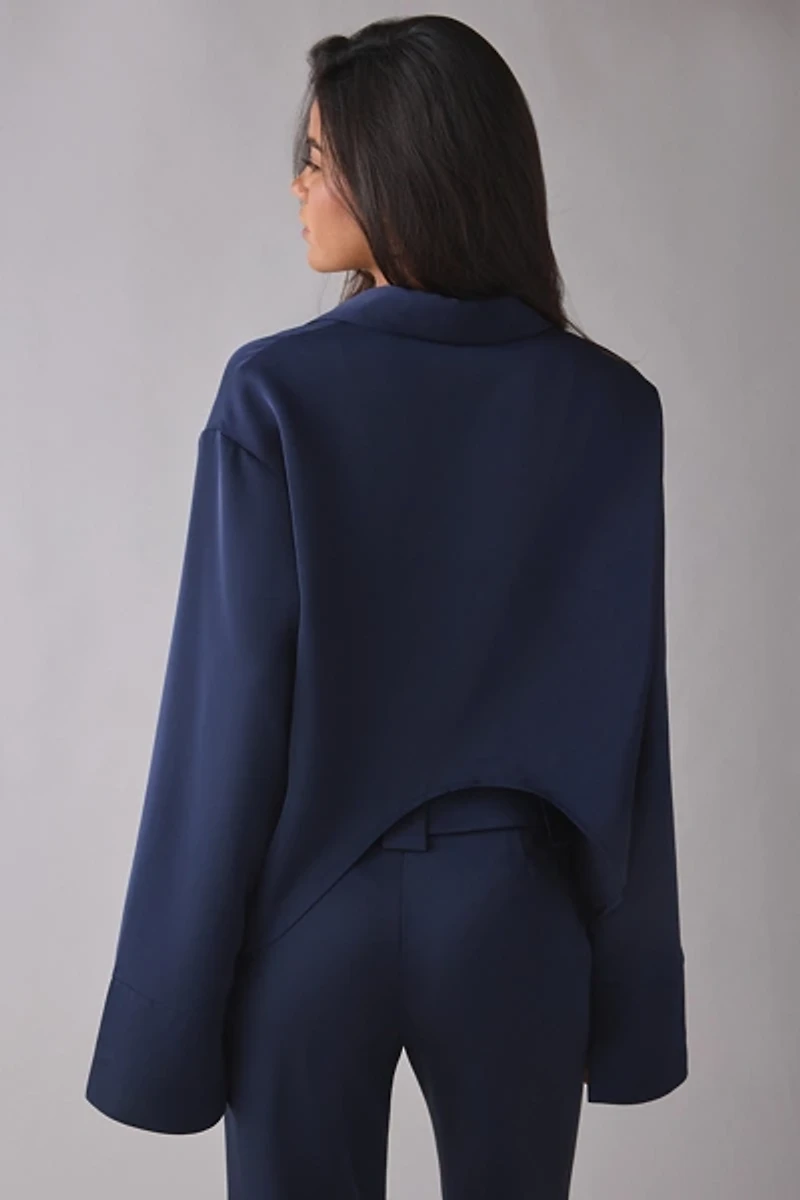 by.DYLN Andi 2.0 Tie-Front Satin Shirt