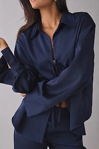 by.DYLN Andi 2.0 Tie-Front Satin Shirt