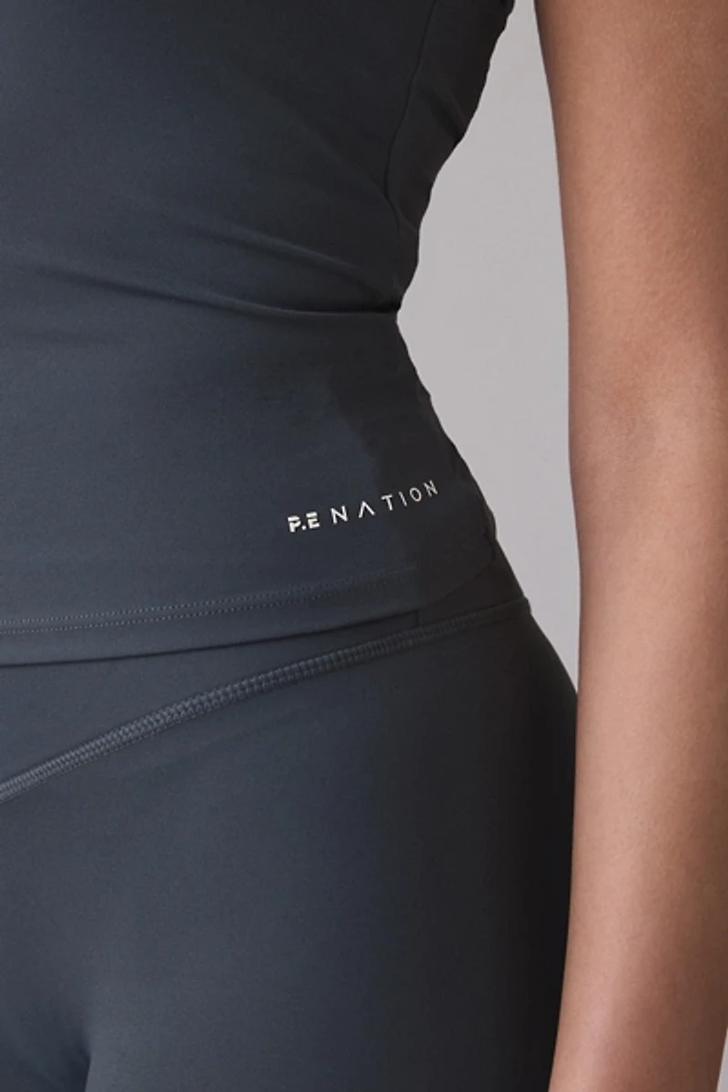 P.E Nation Unwind Asphalt Halter Tank Top