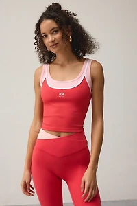 P.E Nation Forward Strawberry Scoop Neck Layered Tank Top