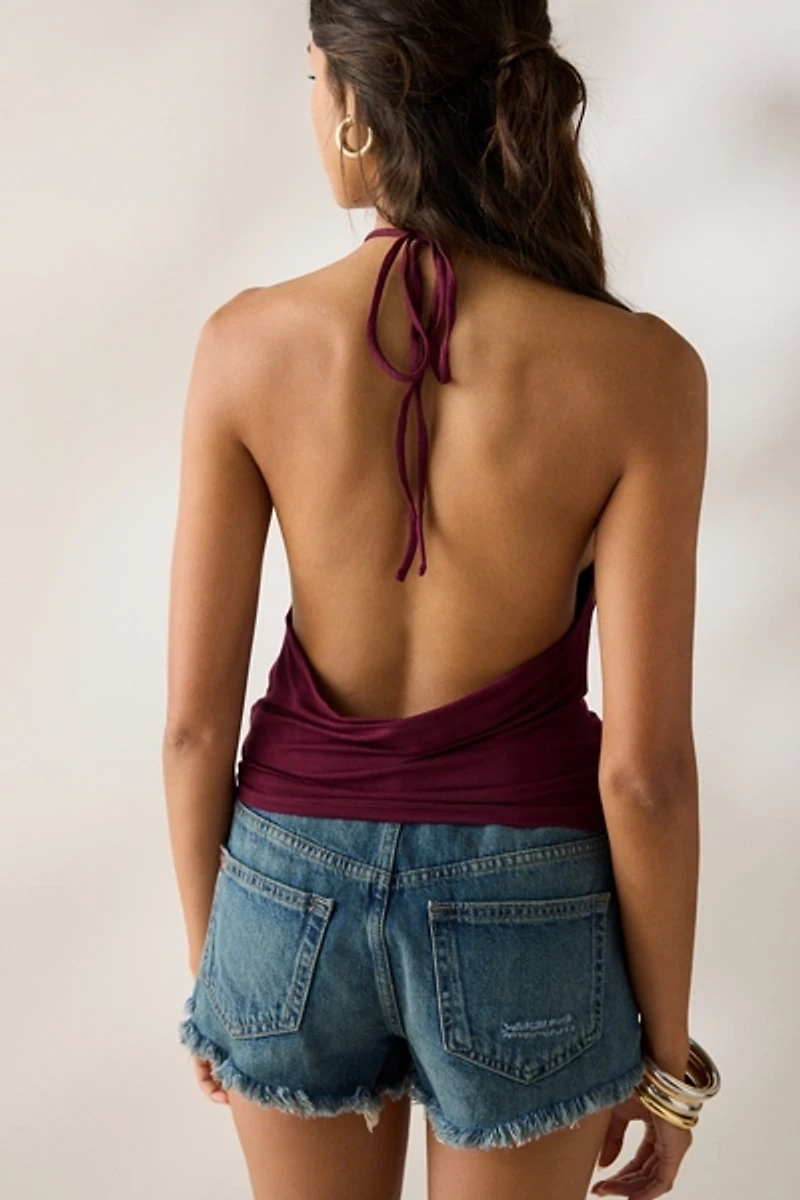 UO Charlie Studded Draped Wrap Halter Top