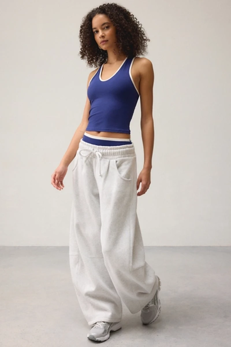 P.E Nation Renewal Bright Navy + Whisper White V-Neck Cropped Tank Top