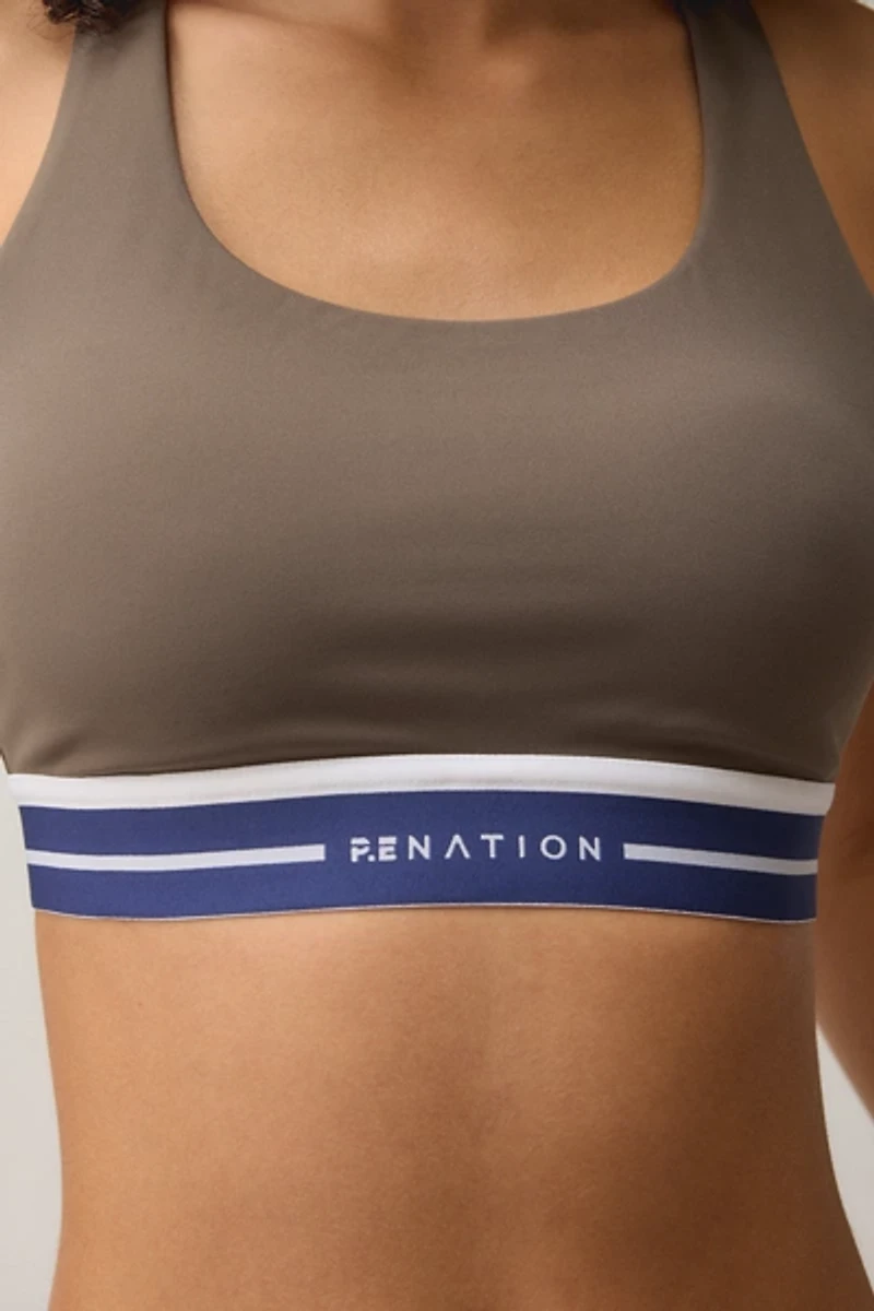 P.E Nation Avant Major Brown Scoop Neck Sports Bra