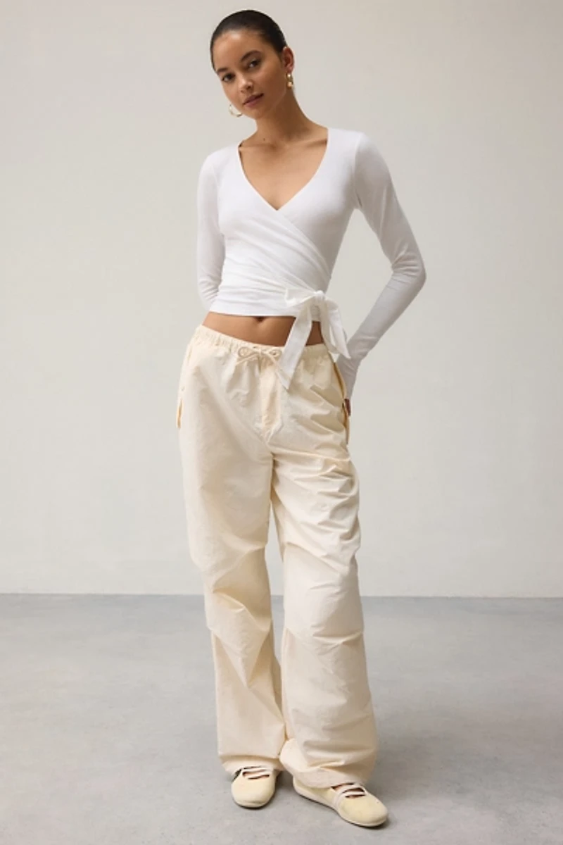 P.E Nation Discovery Whisper White Wide Leg Cinched Cargo Pant