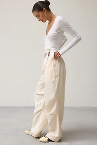 P.E Nation Discovery Whisper White Wide Leg Cinched Cargo Pant