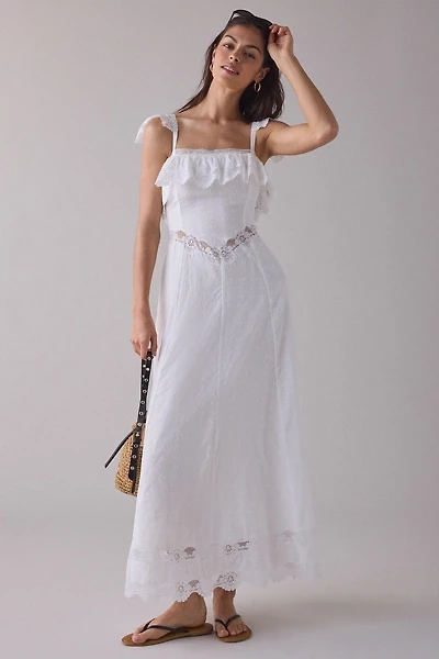 RAHI Prairie Ruffle Lace Drop Waist Maxi Dress