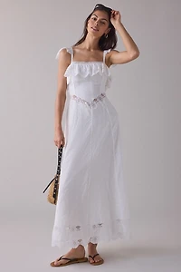 RAHI Prairie Ruffle Lace Drop Waist Maxi Dress