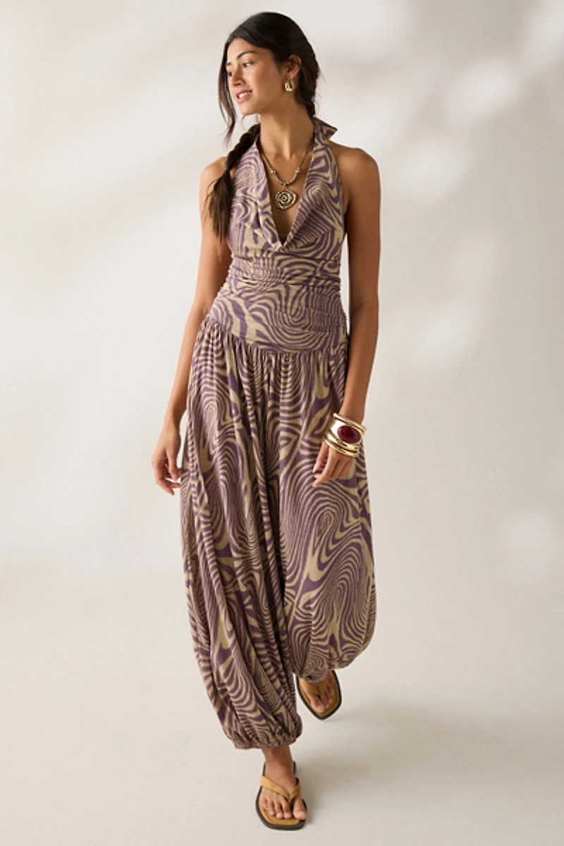 Out From Under Seaside Cowl Neck Halter Jumpsuit