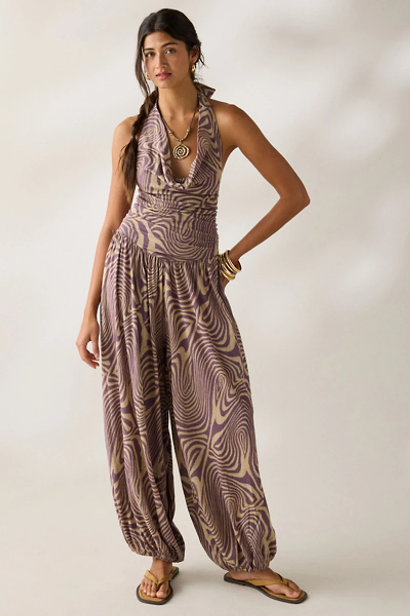 Out From Under Seaside Cowl Neck Halter Jumpsuit