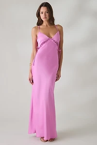 MINKPINK Chiara Lacing Detail Satin Maxi Dress