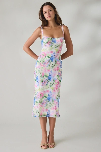 MINKPINK Celina Watercolor Floral Mesh Midi Dress
