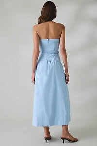 MINKPINK Ines Belted Drop Waist Strapless Midi Dress