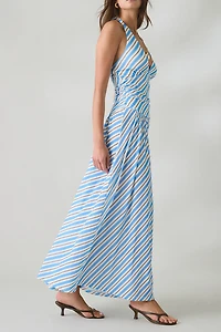 MINKPINK Sanica Striped Mesh Halter Neck Maxi Dress