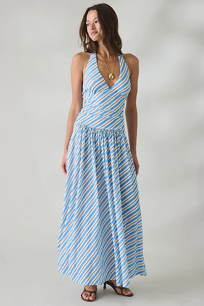 MINKPINK Sanica Striped Mesh Halter Neck Maxi Dress