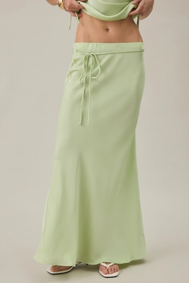 MINKPINK Chiara Bias Cut Satin Maxi Skirt
