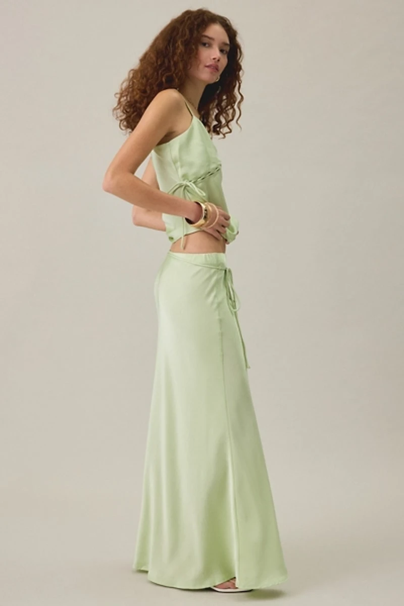 MINKPINK Chiara Bias Cut Satin Maxi Skirt