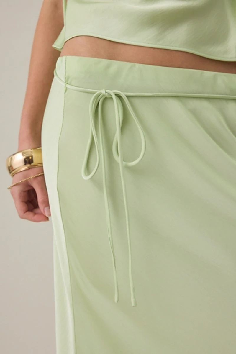 MINKPINK Chiara Bias Cut Satin Maxi Skirt
