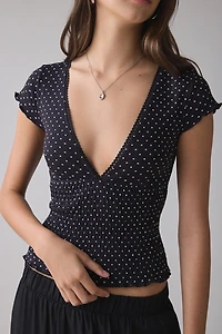 Kimchi Blue Only You Printed Smocked Short Sleeve Top