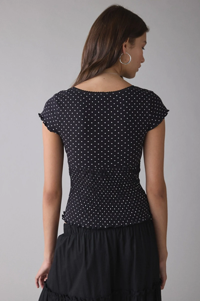 Kimchi Blue Only You Printed Smocked Short Sleeve Top