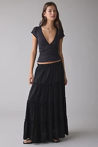 Kimchi Blue Only You Printed Smocked Short Sleeve Top