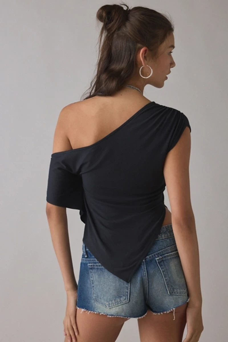 UO Bia Jersey Knit Asymmetric Off-The-Shoulder Poncho