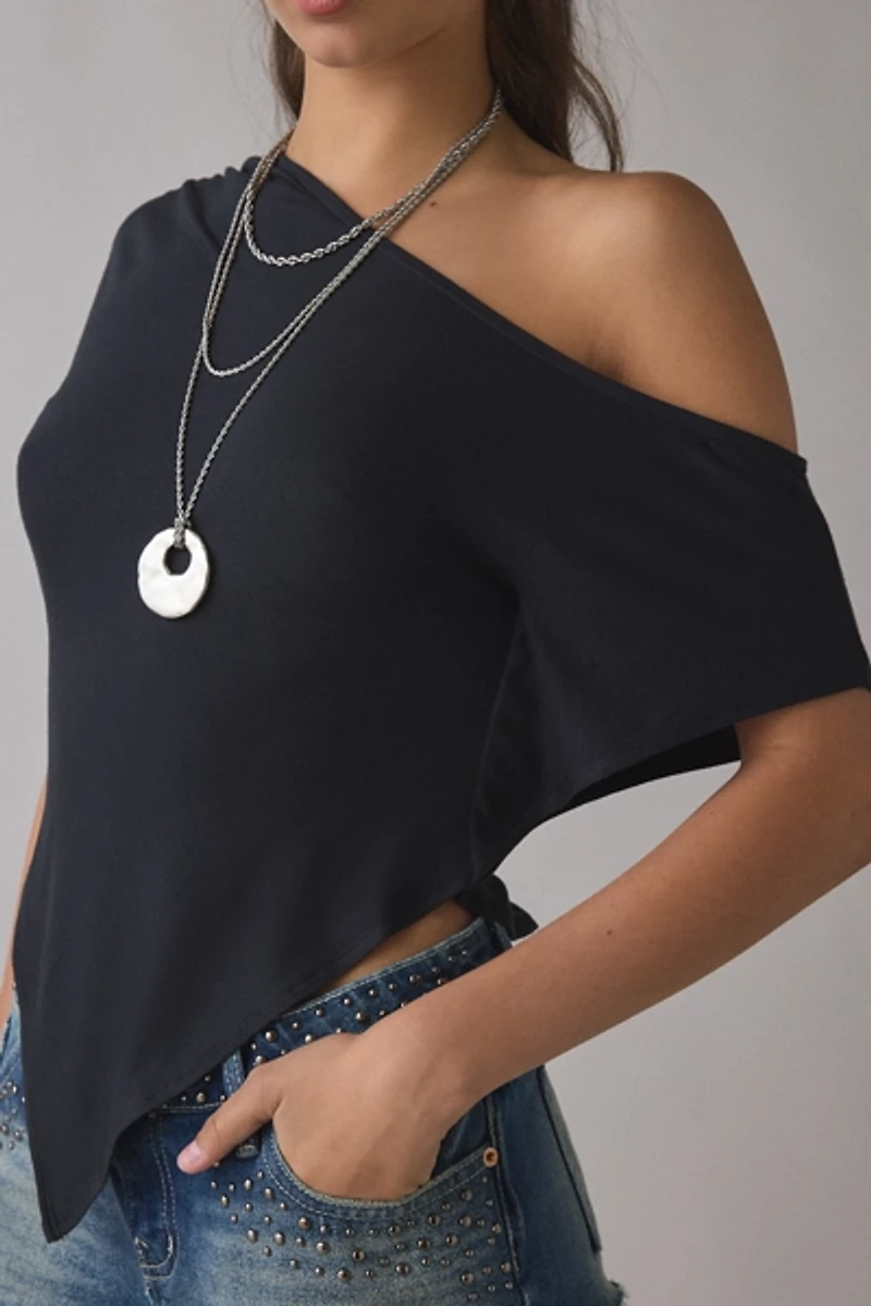 UO Bia Jersey Knit Asymmetric Off-The-Shoulder Poncho