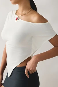 UO Bia Jersey Knit Asymmetric Off-The-Shoulder Poncho