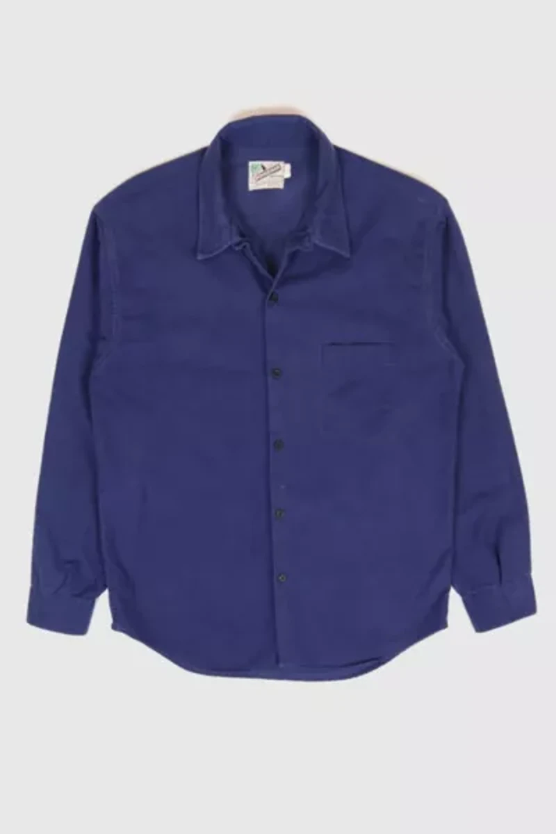 Vintage Blue Flannel Button-Down Shirt