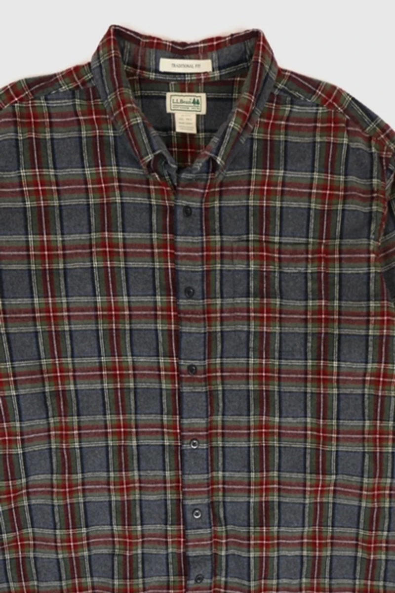 Vintage L.L. Bean Plaid Flannel Button-Down Shirt