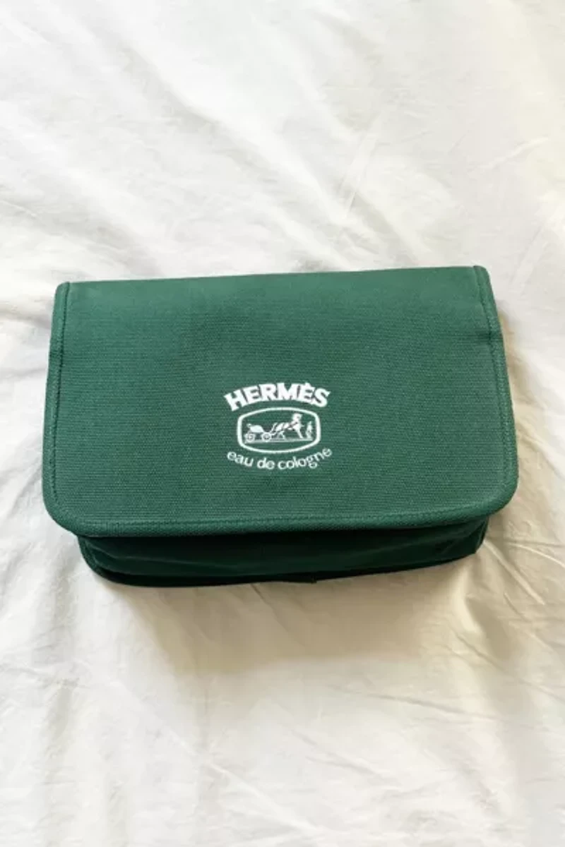 Vintage HERMES Eau de Cologne Green Dopp Kit Travel Bag