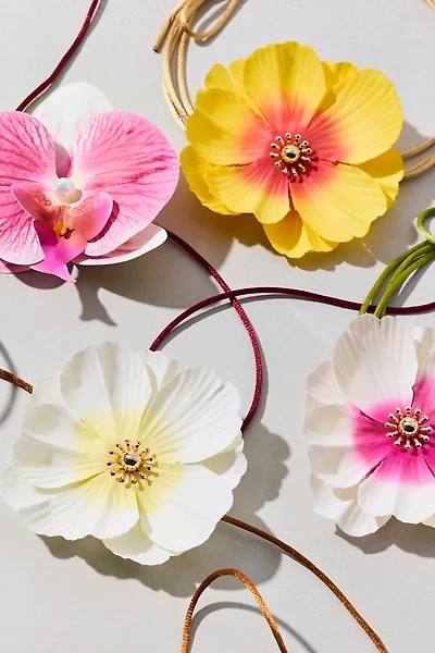 Bloom 3D Flower Satin Cord Wrap Necklace