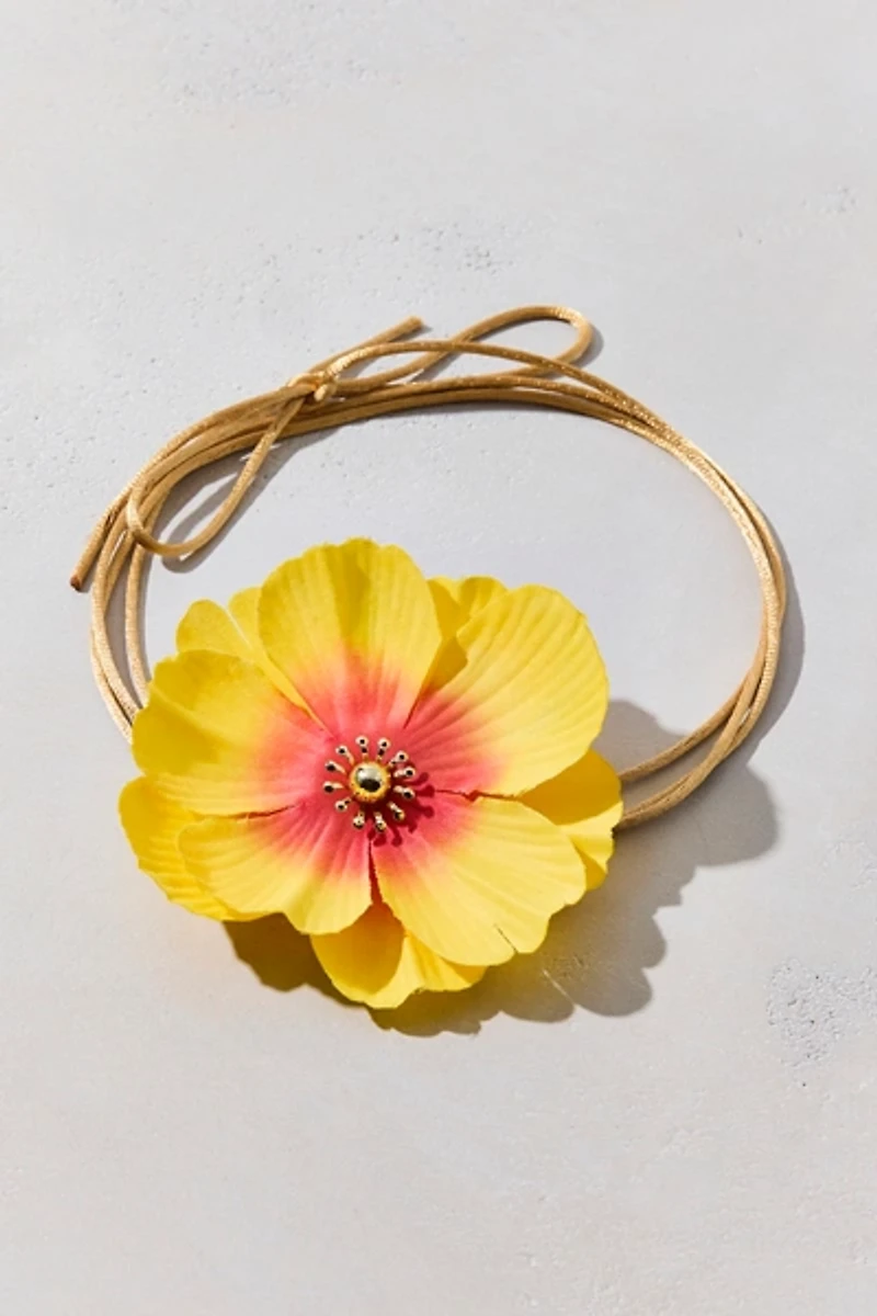 Bloom 3D Flower Satin Cord Wrap Necklace