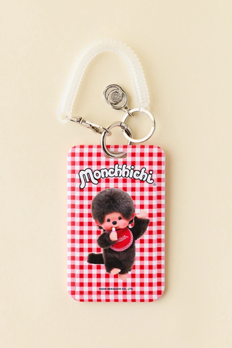 Retrospekt X Monchhichi Gingham Print Card Holder Keychain