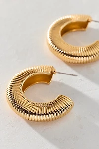 Uptown Ribbed Chunky Hoop Earring