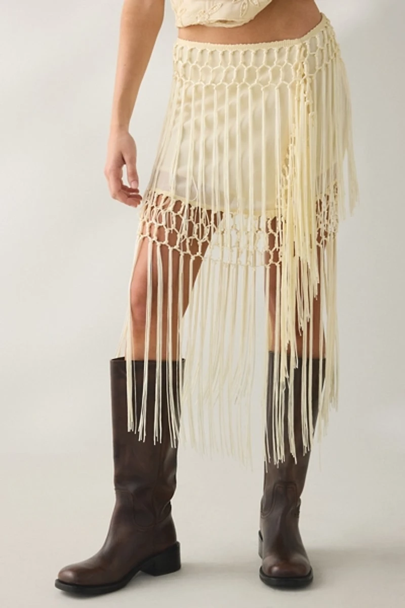 Kimchi Blue Mystic Fringe Asymmetric Midi Skirt