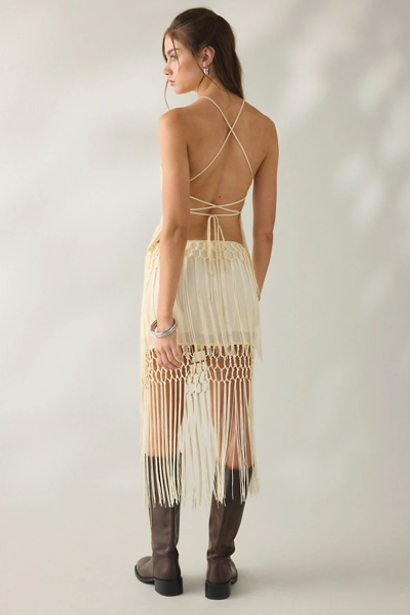 Kimchi Blue Mystic Fringe Asymmetric Midi Skirt