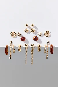 Phoebe Amber & Gold Multi Earrings Set