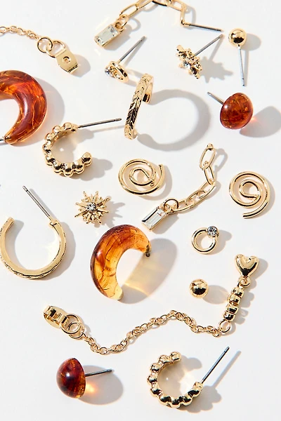 Phoebe Amber & Gold Multi Earrings Set
