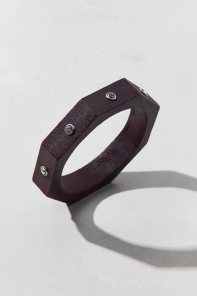 Studded Faceted Wooden Bangle Bracelet