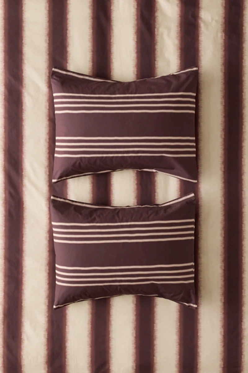 Cabana Dye Striped Patterned Cotton Percale Sham Set