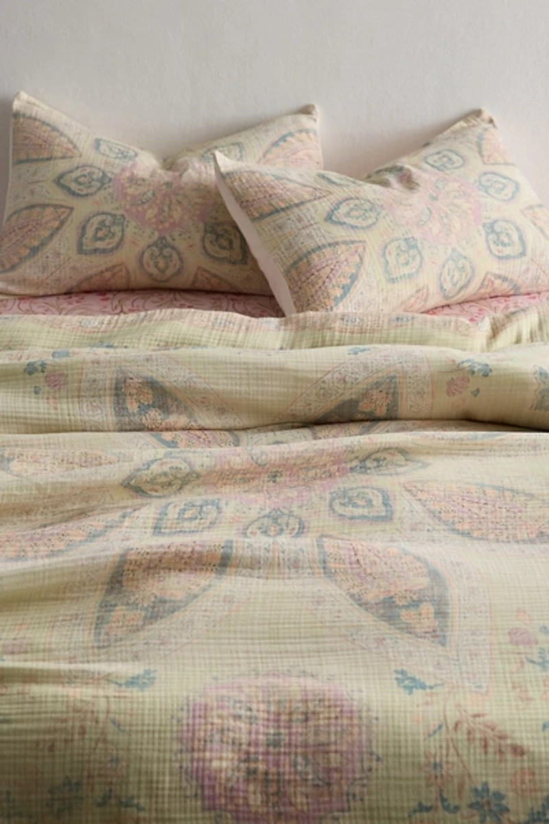 Isla Salt Washed Medallion Cotton Gauze Duvet Cover