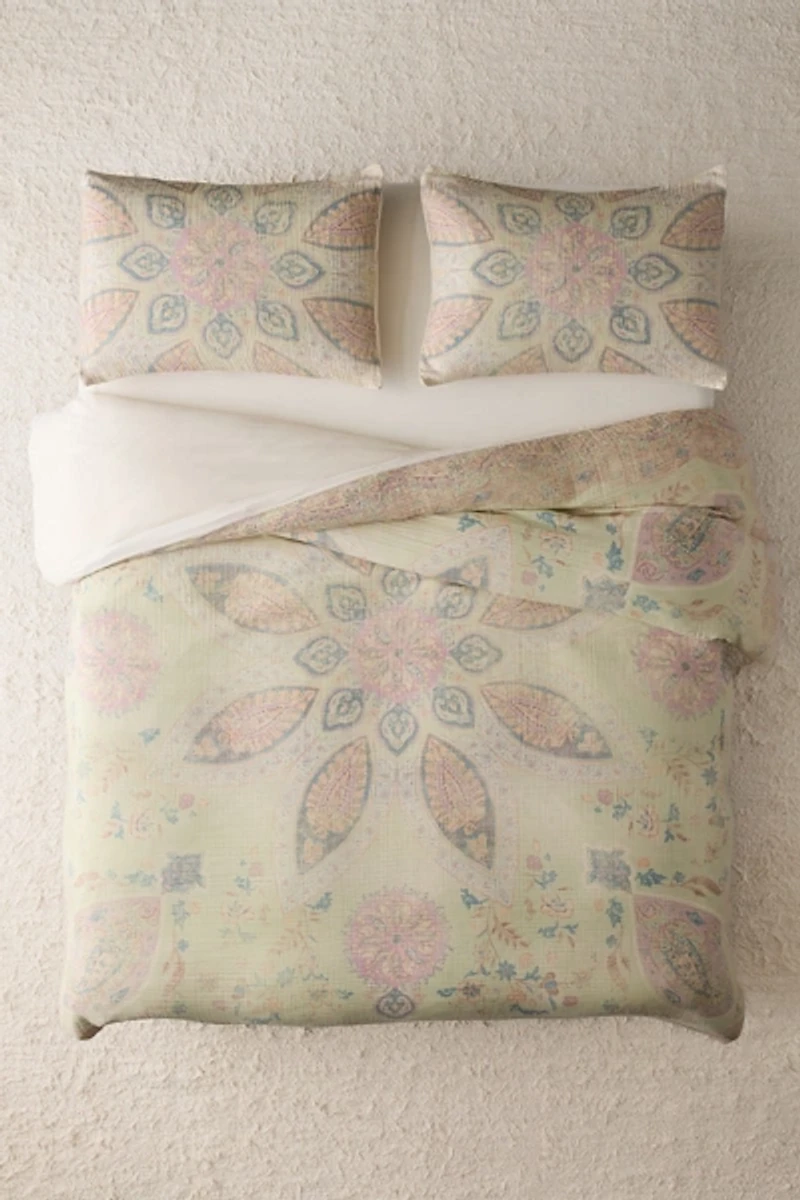 Isla Salt Washed Medallion Cotton Gauze Duvet Cover