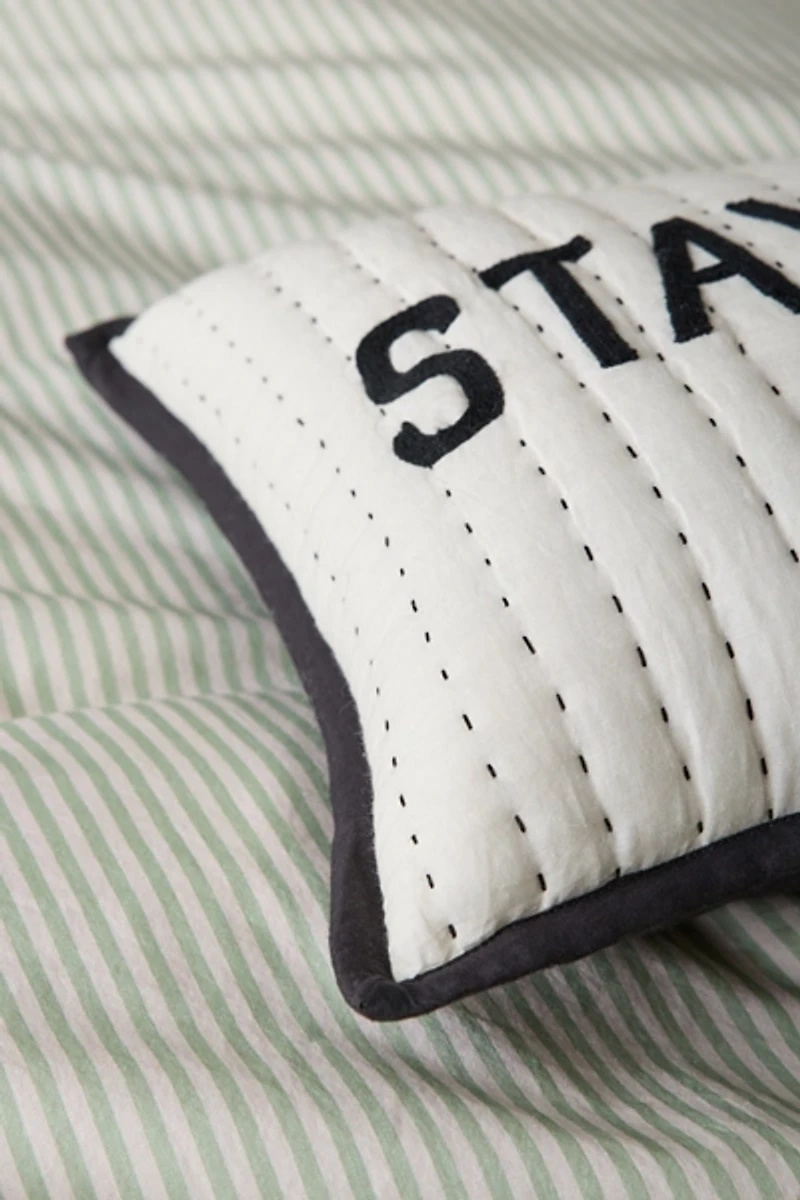Jasmine Slogan Text Seed Stitch Bolster Pillow
