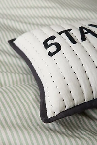 Jasmine Slogan Text Seed Stitch Bolster Pillow